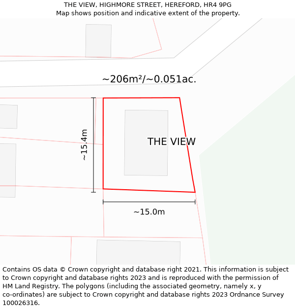 THE VIEW, HIGHMORE STREET, HEREFORD, HR4 9PG: Plot and title map
