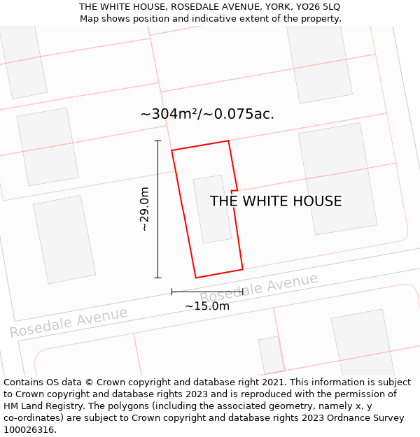 THE WHITE HOUSE, ROSEDALE AVENUE, YORK, YO26 5LQ: Plot and title map