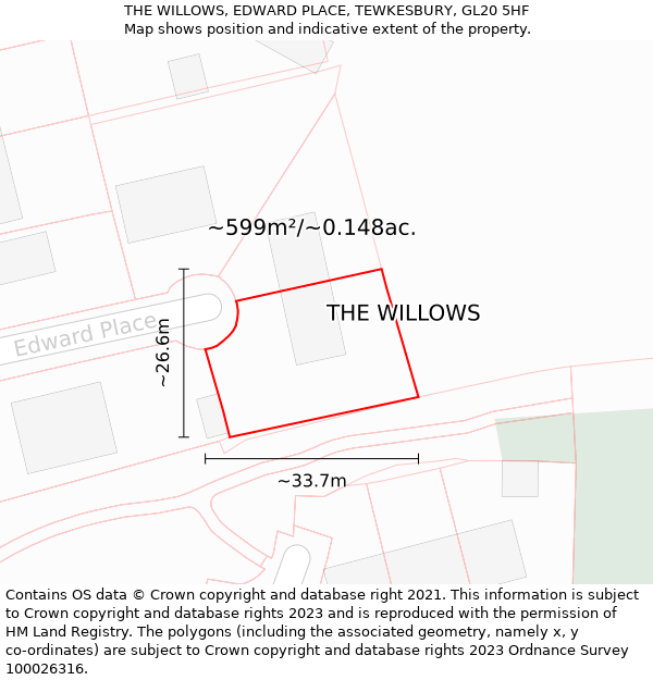 THE WILLOWS, EDWARD PLACE, TEWKESBURY, GL20 5HF: Plot and title map