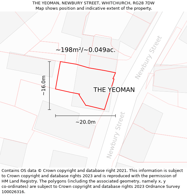 THE YEOMAN, NEWBURY STREET, WHITCHURCH, RG28 7DW: Plot and title map