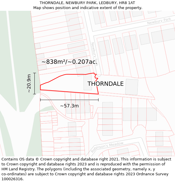 THORNDALE, NEWBURY PARK, LEDBURY, HR8 1AT: Plot and title map