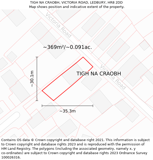 TIGH NA CRAOBH, VICTORIA ROAD, LEDBURY, HR8 2DD: Plot and title map