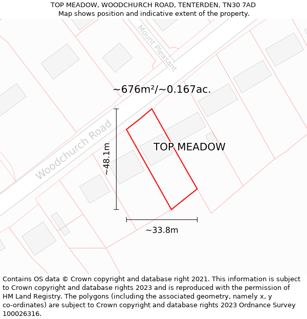 TOP MEADOW, WOODCHURCH ROAD, TENTERDEN, TN30 7AD: Plot and title map