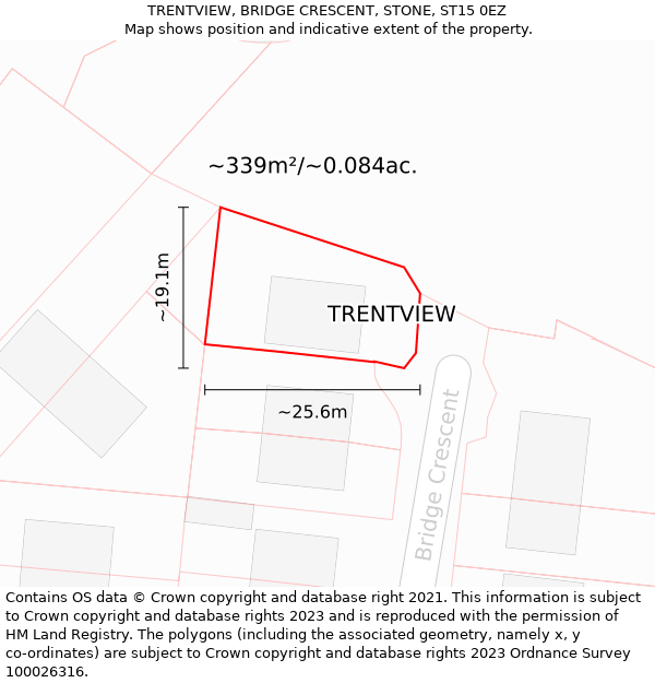 TRENTVIEW, BRIDGE CRESCENT, STONE, ST15 0EZ: Plot and title map
