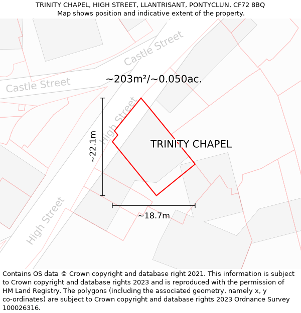 TRINITY CHAPEL, HIGH STREET, LLANTRISANT, PONTYCLUN, CF72 8BQ: Plot and title map