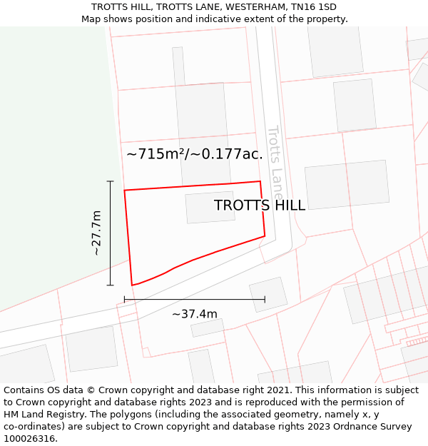 TROTTS HILL, TROTTS LANE, WESTERHAM, TN16 1SD: Plot and title map