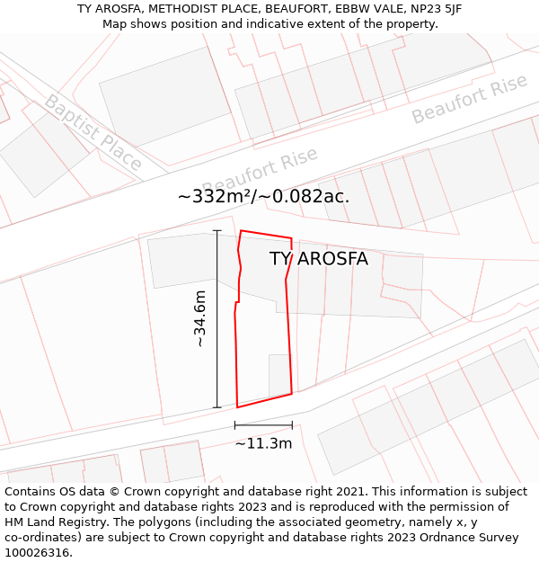 TY AROSFA, METHODIST PLACE, BEAUFORT, EBBW VALE, NP23 5JF: Plot and title map