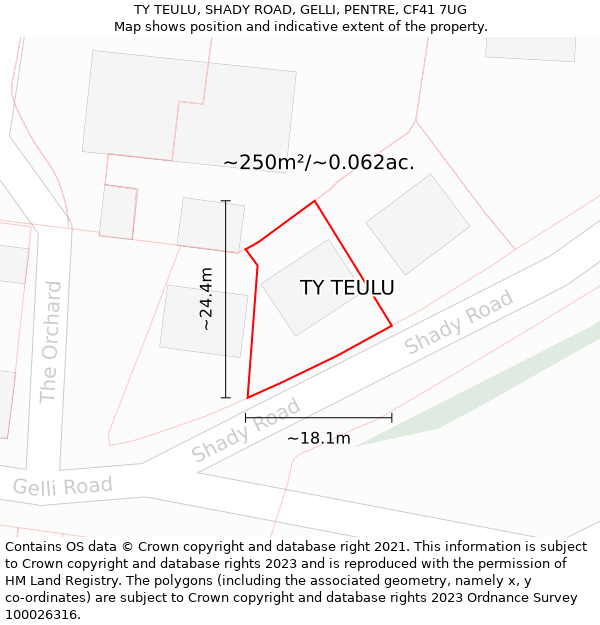 TY TEULU, SHADY ROAD, GELLI, PENTRE, CF41 7UG: Plot and title map