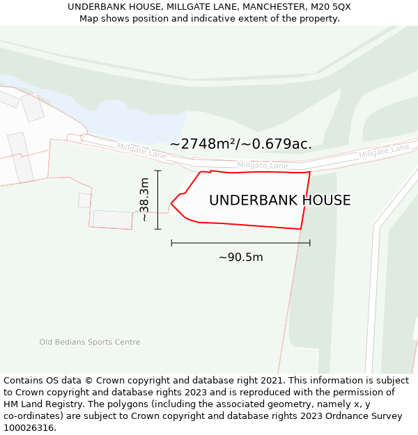 UNDERBANK HOUSE, MILLGATE LANE, MANCHESTER, M20 5QX: Plot and title map