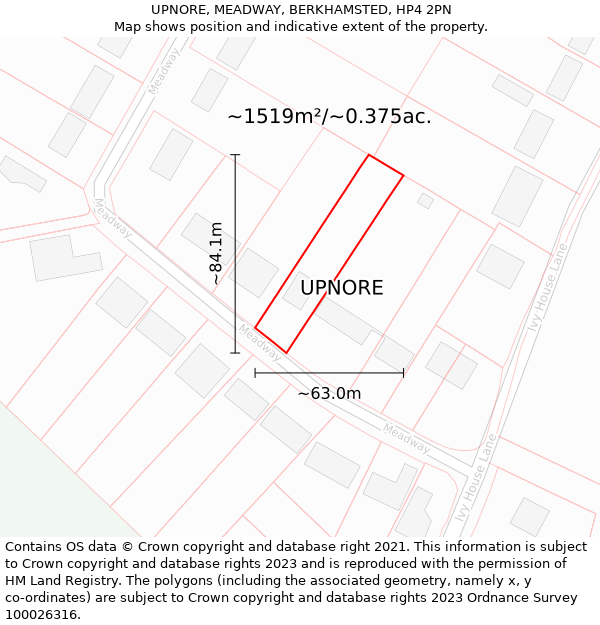 UPNORE, MEADWAY, BERKHAMSTED, HP4 2PN: Plot and title map