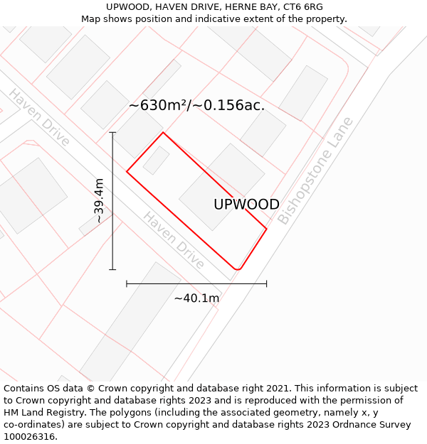 UPWOOD, HAVEN DRIVE, HERNE BAY, CT6 6RG: Plot and title map