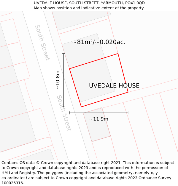 UVEDALE HOUSE, SOUTH STREET, YARMOUTH, PO41 0QD: Plot and title map