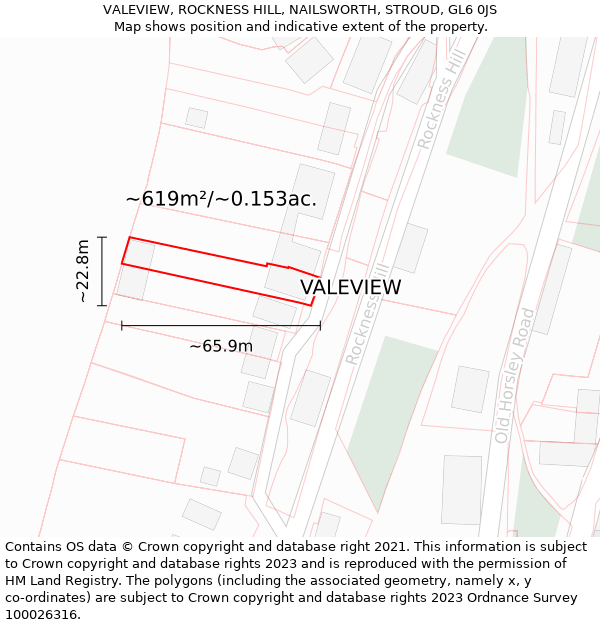 VALEVIEW, ROCKNESS HILL, NAILSWORTH, STROUD, GL6 0JS: Plot and title map