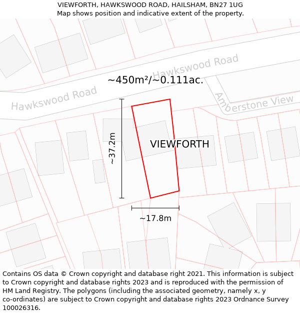 VIEWFORTH, HAWKSWOOD ROAD, HAILSHAM, BN27 1UG: Plot and title map