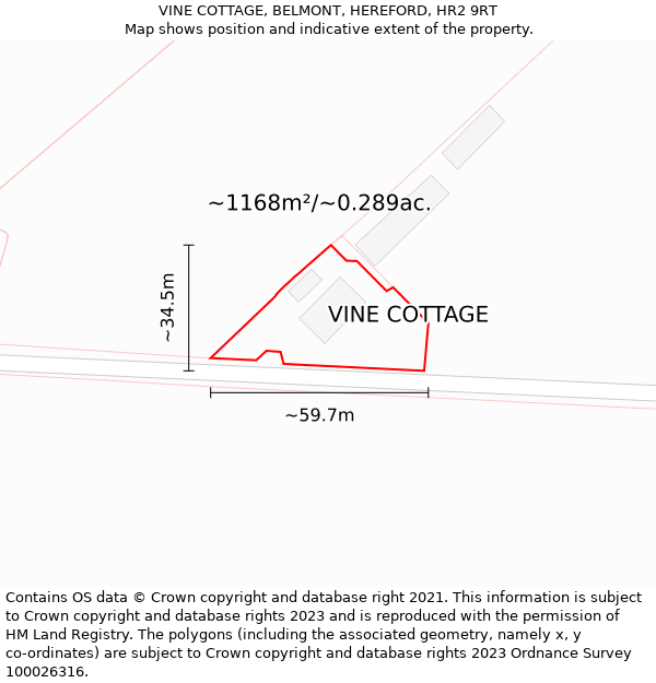 VINE COTTAGE, BELMONT, HEREFORD, HR2 9RT: Plot and title map