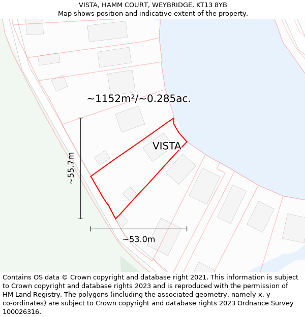 VISTA, HAMM COURT, WEYBRIDGE, KT13 8YB: Plot and title map