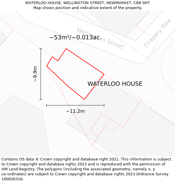 WATERLOO HOUSE, WELLINGTON STREET, NEWMARKET, CB8 0HT: Plot and title map