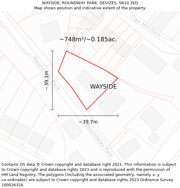 WAYSIDE, ROUNDWAY PARK, DEVIZES, SN10 2ED: Plot and title map