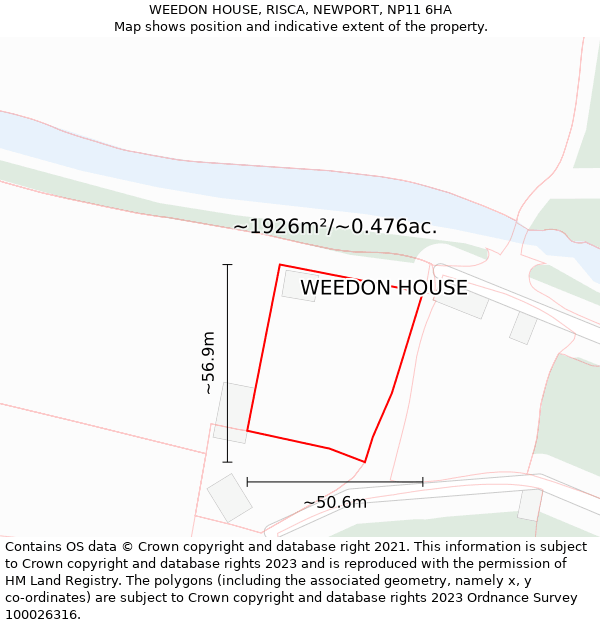 WEEDON HOUSE, RISCA, NEWPORT, NP11 6HA: Plot and title map