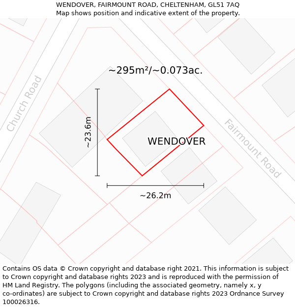 WENDOVER, FAIRMOUNT ROAD, CHELTENHAM, GL51 7AQ: Plot and title map