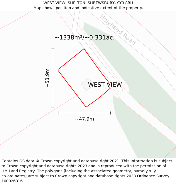 WEST VIEW, SHELTON, SHREWSBURY, SY3 8BH: Plot and title map