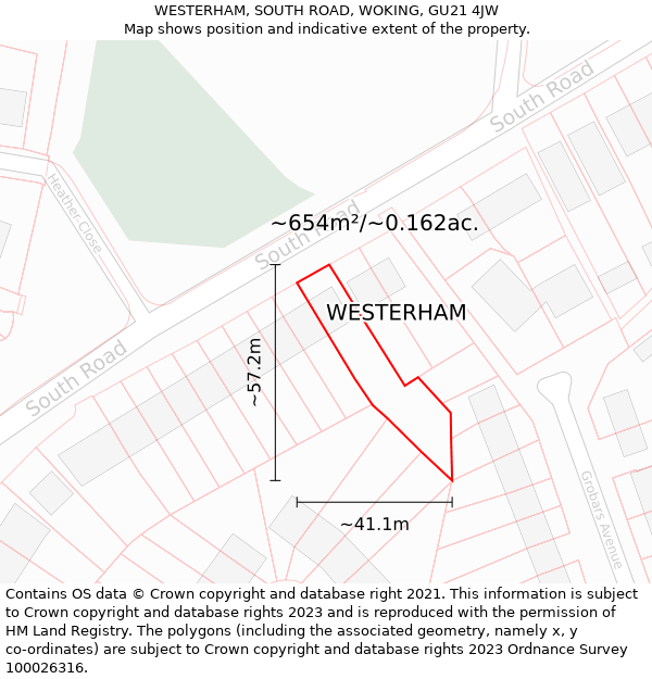 WESTERHAM, SOUTH ROAD, WOKING, GU21 4JW: Plot and title map