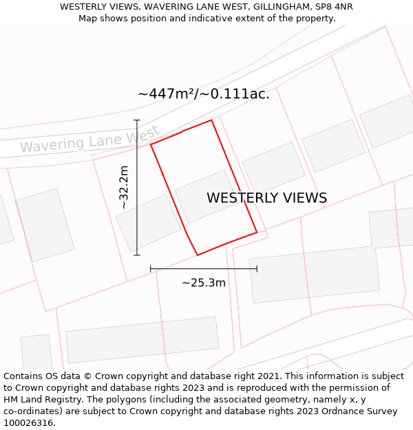 WESTERLY VIEWS, WAVERING LANE WEST, GILLINGHAM, SP8 4NR: Plot and title map