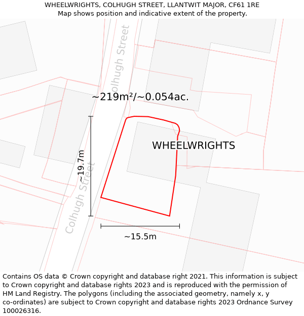 WHEELWRIGHTS, COLHUGH STREET, LLANTWIT MAJOR, CF61 1RE: Plot and title map