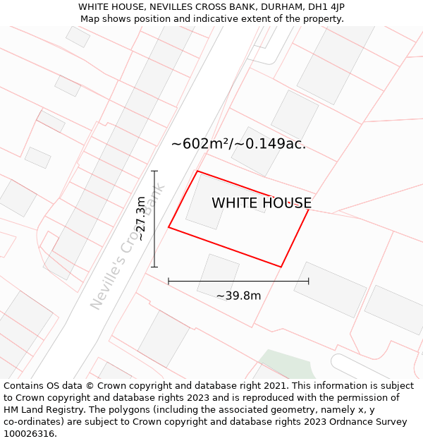 WHITE HOUSE, NEVILLES CROSS BANK, DURHAM, DH1 4JP: Plot and title map