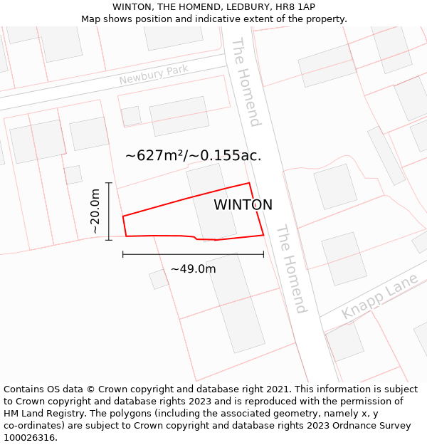 WINTON, THE HOMEND, LEDBURY, HR8 1AP: Plot and title map