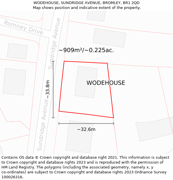 WODEHOUSE, SUNDRIDGE AVENUE, BROMLEY, BR1 2QD: Plot and title map