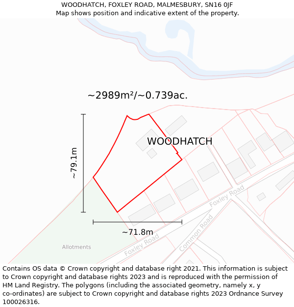 WOODHATCH, FOXLEY ROAD, MALMESBURY, SN16 0JF: Plot and title map