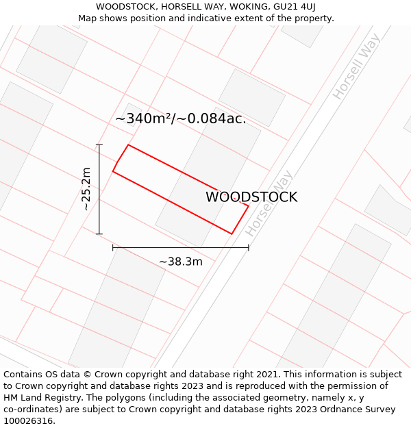 WOODSTOCK, HORSELL WAY, WOKING, GU21 4UJ: Plot and title map