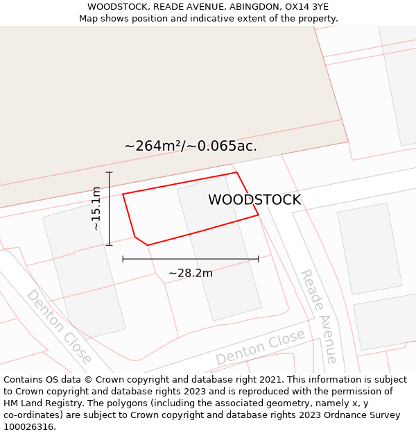WOODSTOCK, READE AVENUE, ABINGDON, OX14 3YE: Plot and title map