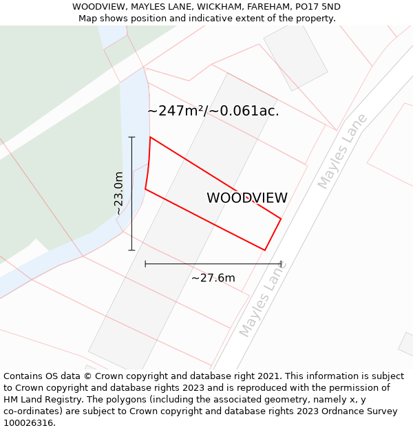 WOODVIEW, MAYLES LANE, WICKHAM, FAREHAM, PO17 5ND: Plot and title map