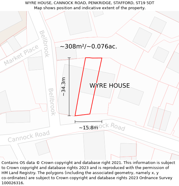 WYRE HOUSE, CANNOCK ROAD, PENKRIDGE, STAFFORD, ST19 5DT: Plot and title map