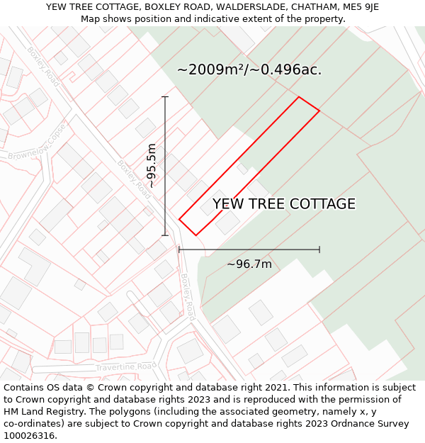 YEW TREE COTTAGE, BOXLEY ROAD, WALDERSLADE, CHATHAM, ME5 9JE: Plot and title map