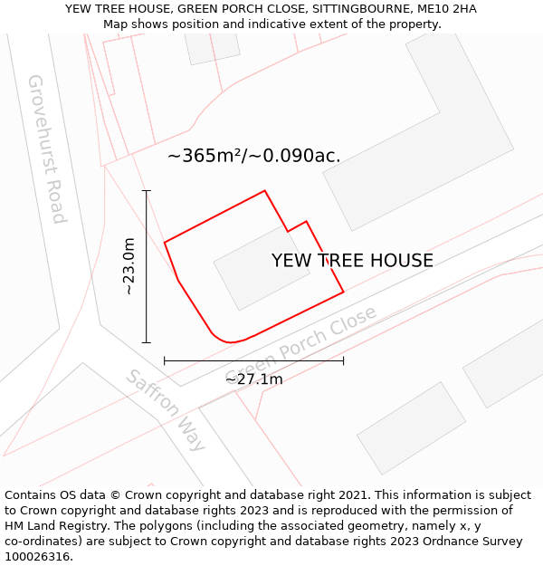 YEW TREE HOUSE, GREEN PORCH CLOSE, SITTINGBOURNE, ME10 2HA: Plot and title map
