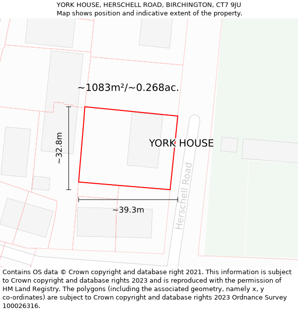 YORK HOUSE, HERSCHELL ROAD, BIRCHINGTON, CT7 9JU: Plot and title map