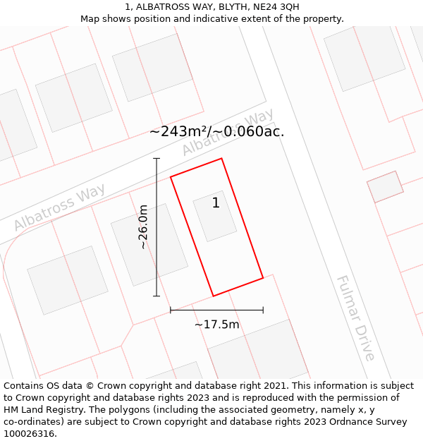 1, ALBATROSS WAY, BLYTH, NE24 3QH: Plot and title map