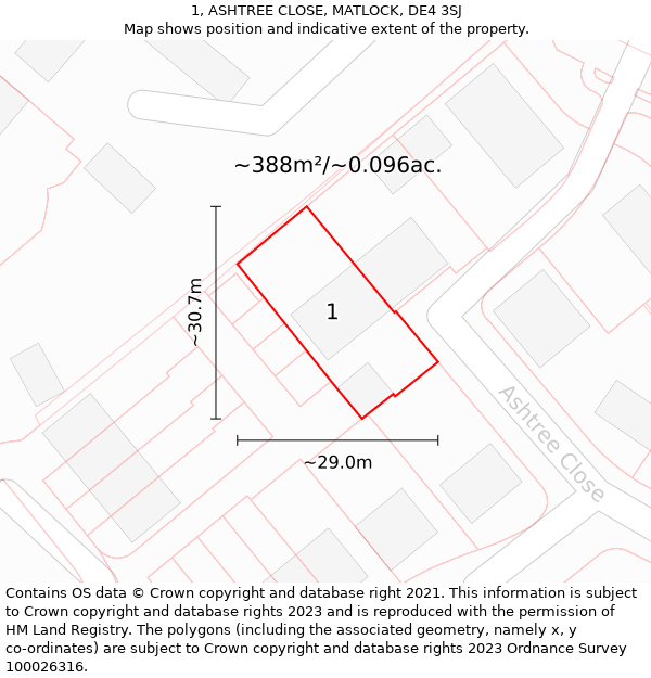 1, ASHTREE CLOSE, MATLOCK, DE4 3SJ: Plot and title map