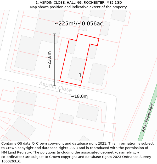 1, ASPDIN CLOSE, HALLING, ROCHESTER, ME2 1GD: Plot and title map