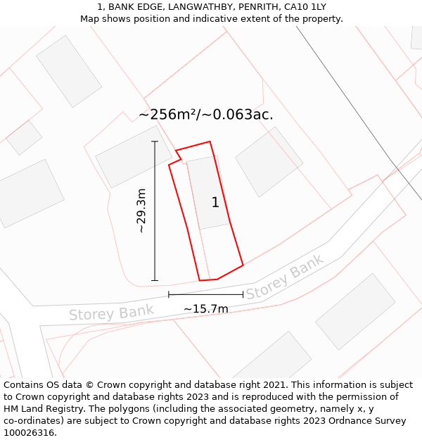 1, BANK EDGE, LANGWATHBY, PENRITH, CA10 1LY: Plot and title map