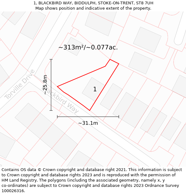 1, BLACKBIRD WAY, BIDDULPH, STOKE-ON-TRENT, ST8 7UH: Plot and title map