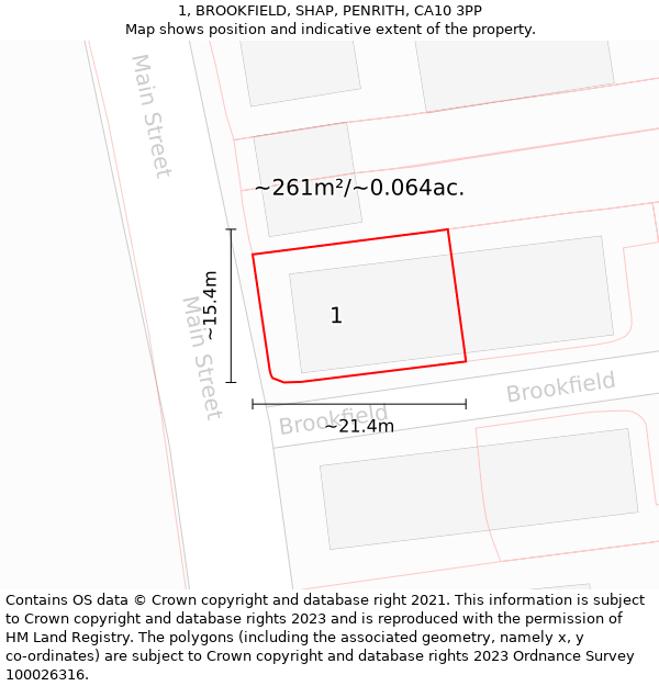 1, BROOKFIELD, SHAP, PENRITH, CA10 3PP: Plot and title map