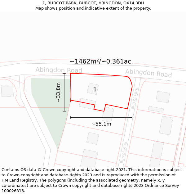 1, BURCOT PARK, BURCOT, ABINGDON, OX14 3DH: Plot and title map