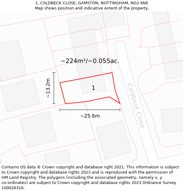 1, CALDBECK CLOSE, GAMSTON, NOTTINGHAM, NG2 6NE: Plot and title map