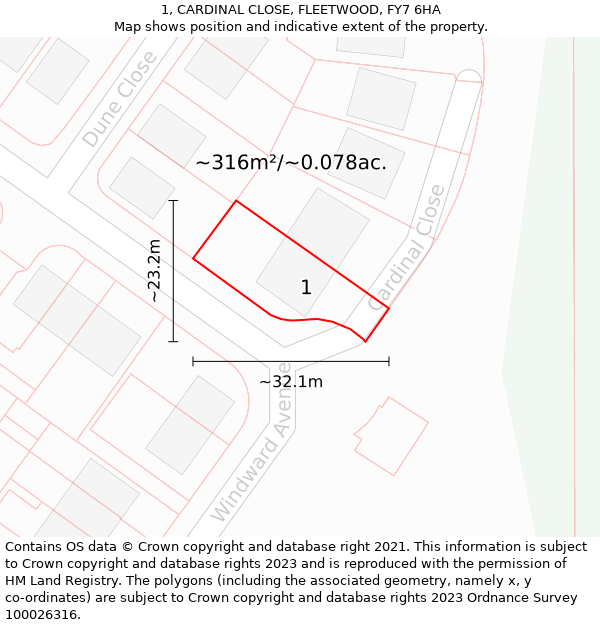 1, CARDINAL CLOSE, FLEETWOOD, FY7 6HA: Plot and title map