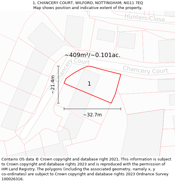 1, CHANCERY COURT, WILFORD, NOTTINGHAM, NG11 7EQ: Plot and title map