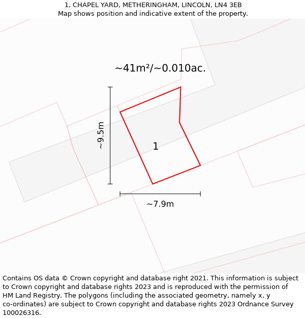 1, CHAPEL YARD, METHERINGHAM, LINCOLN, LN4 3EB: Plot and title map